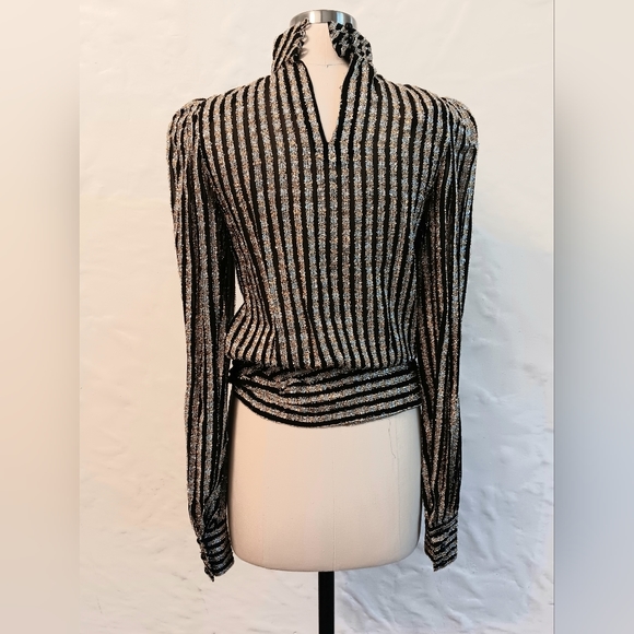 Wow! Vintage 80s sheer metallic sparle Victorian style shirt. Small Rimini - Picture 7 of 16